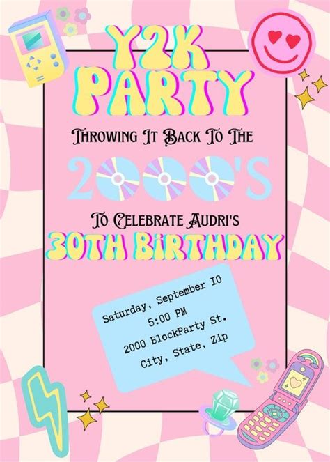Y2k Party Invitation Template